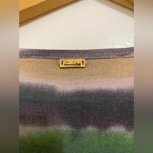 St. John Green and Pink Striped Long Sleeve Top - Picture 3 of 6